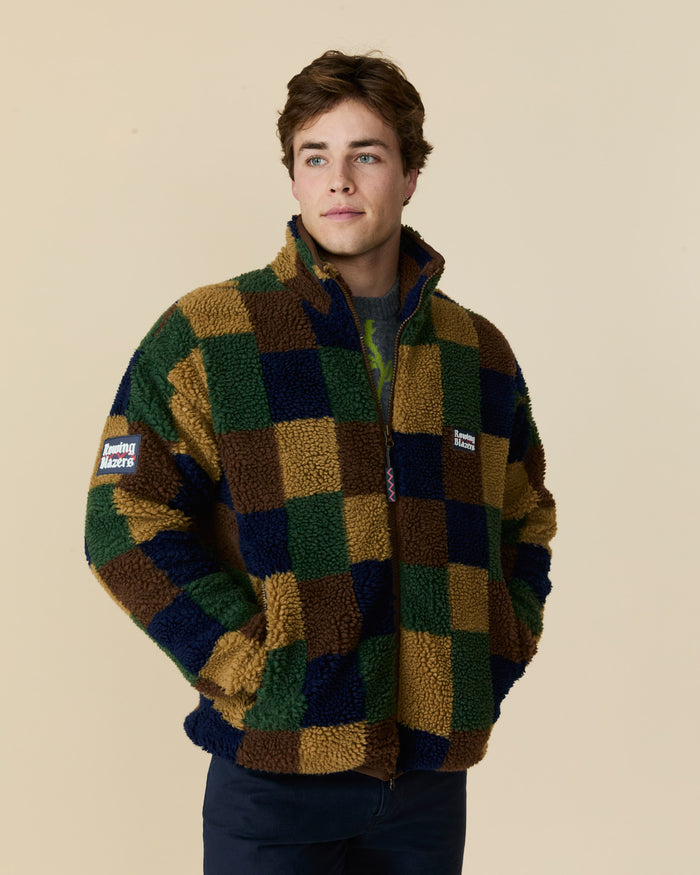 Men's Patchwork Sherpa Jacket Brown Multi