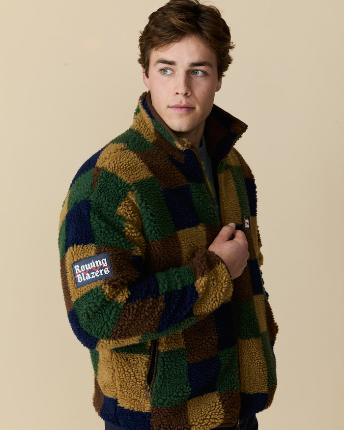 Men's Patchwork Sherpa Jacket Brown Multi