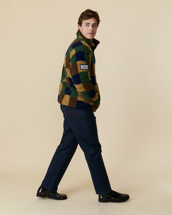 Men's Patchwork Sherpa Jacket Brown Multi