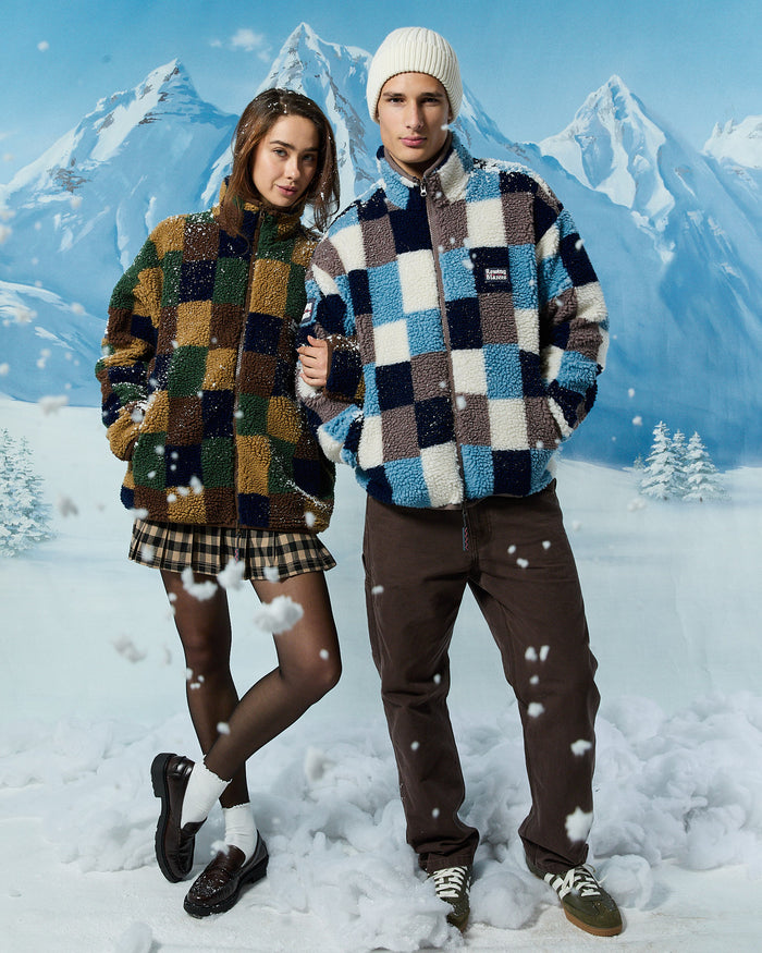 Men's Patchwork Sherpa Jacket Brown Multi