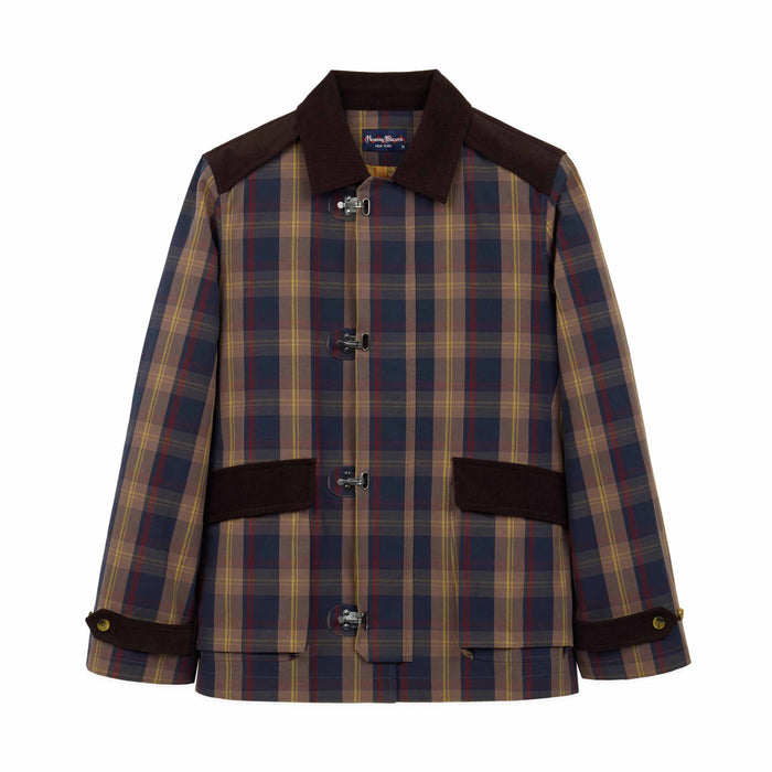 Men's Plaid Oilcloth Coat Dark Brown