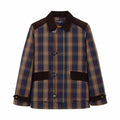 Men's Plaid Oilcloth Coat Dark Brown