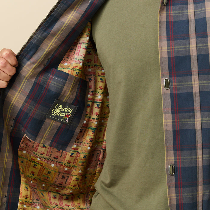 Men's Plaid Oilcloth Coat Dark Brown