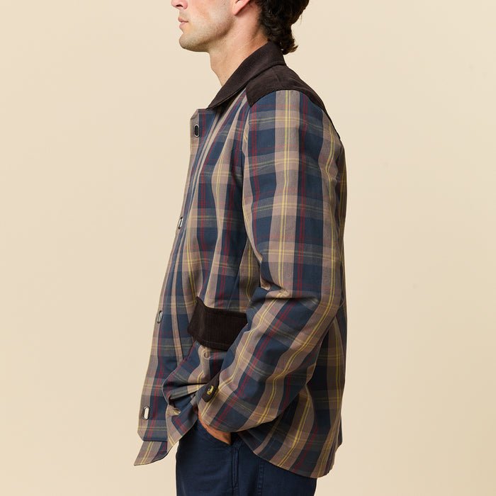 Men's Plaid Oilcloth Coat Dark Brown