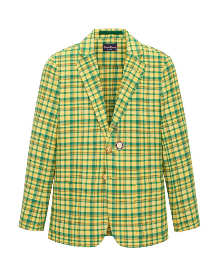 Men's Plain Weave Blazer Yellow Plaid