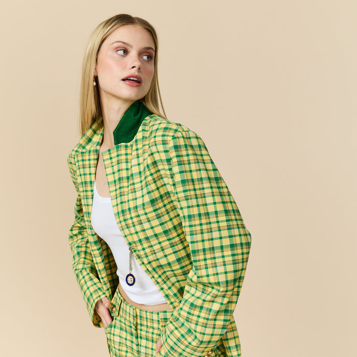 Men's Plain Weave Blazer Yellow Plaid