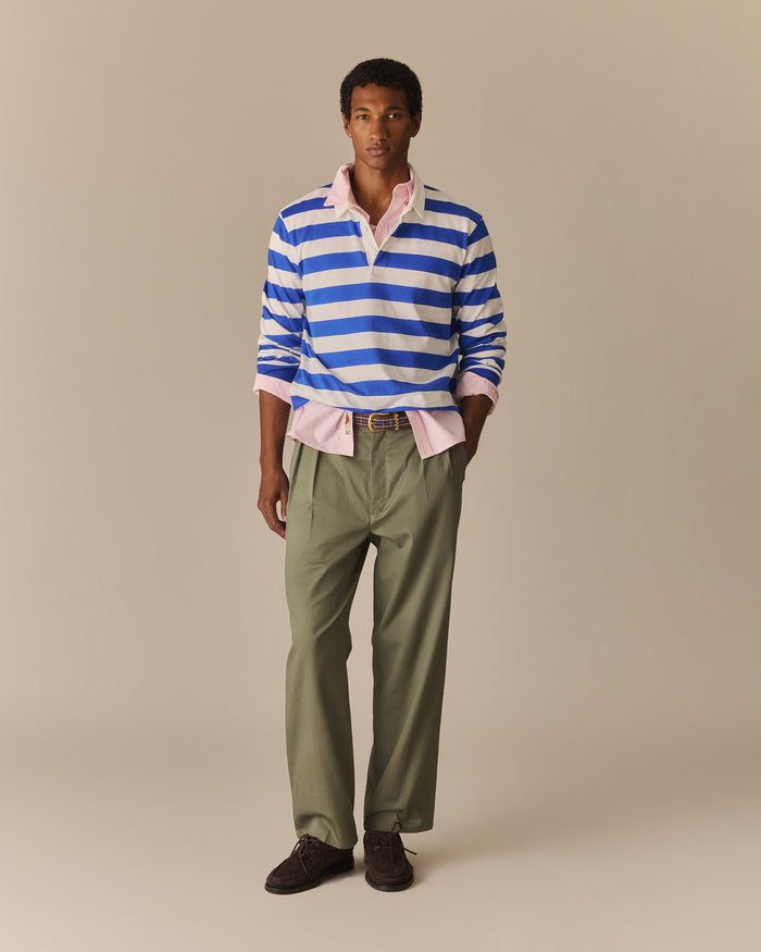 Men's Pleated Cotton Twill Pant Dark Olive
