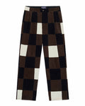 Men's Pleated Patchwork Corduroy Pant Brown Patchwork