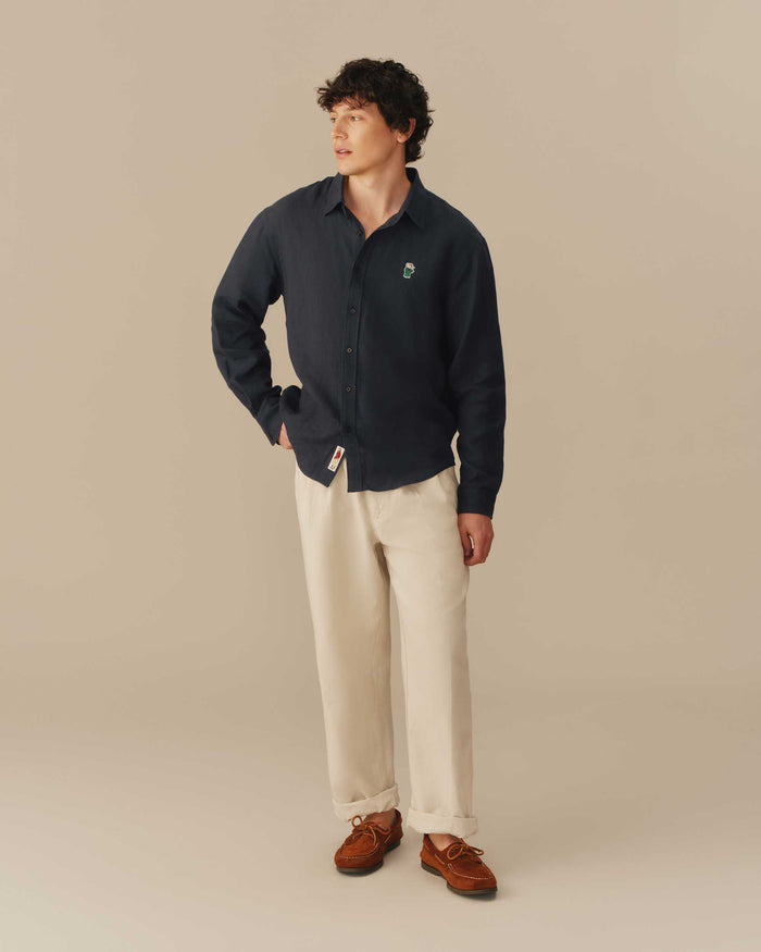 Men’s Relaxed Linen Babar Shirt Navy