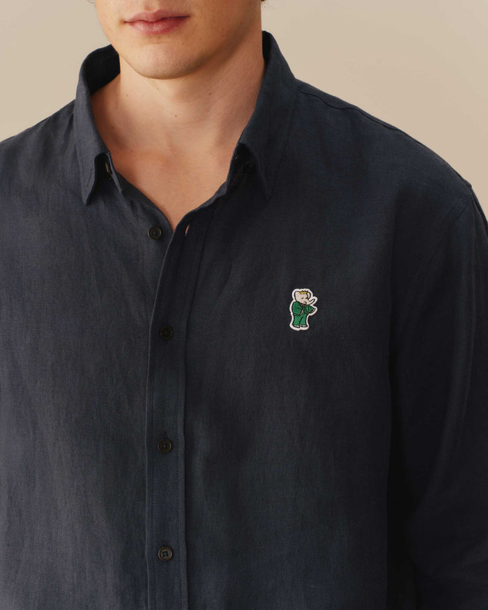 Men’s Relaxed Linen Babar Shirt Navy