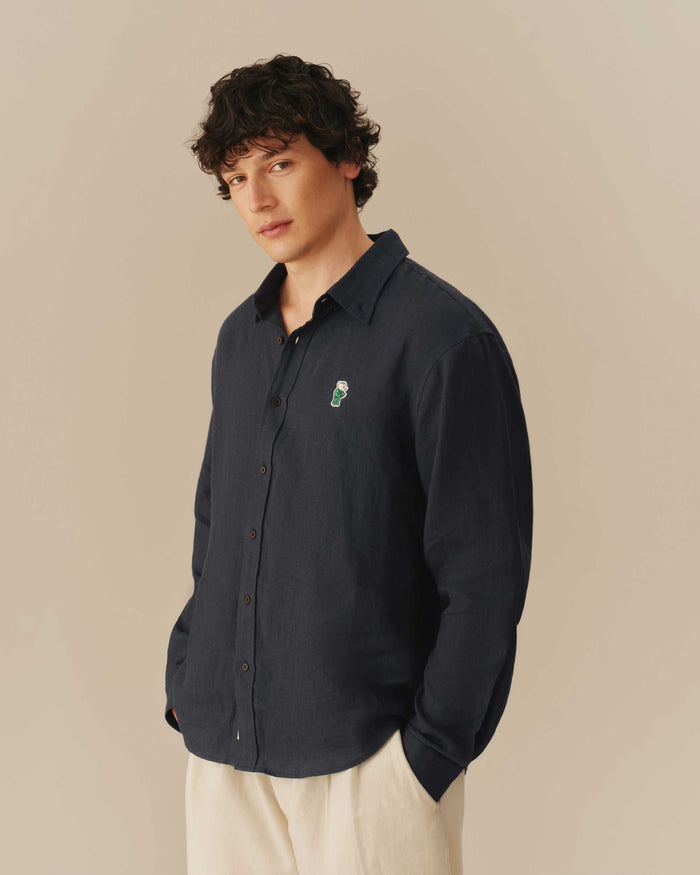 Men’s Relaxed Linen Babar Shirt Navy