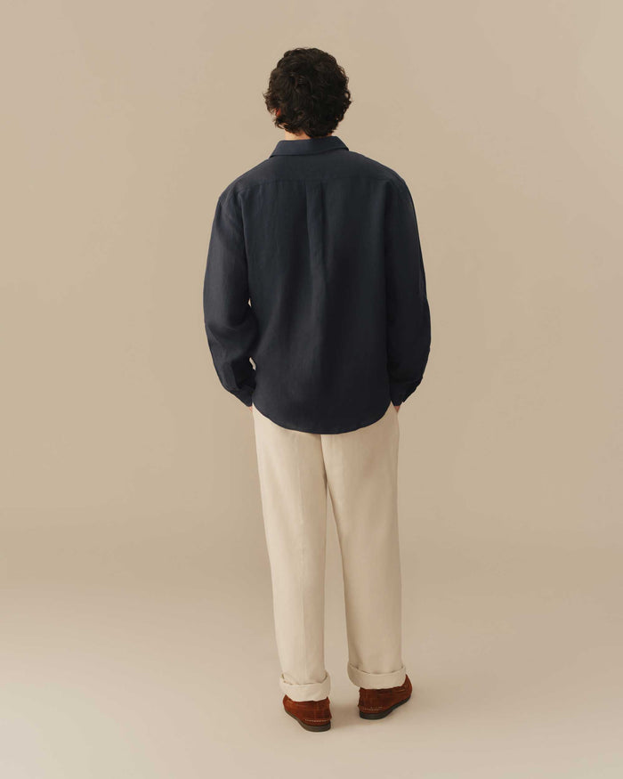 Men’s Relaxed Linen Babar Shirt Navy