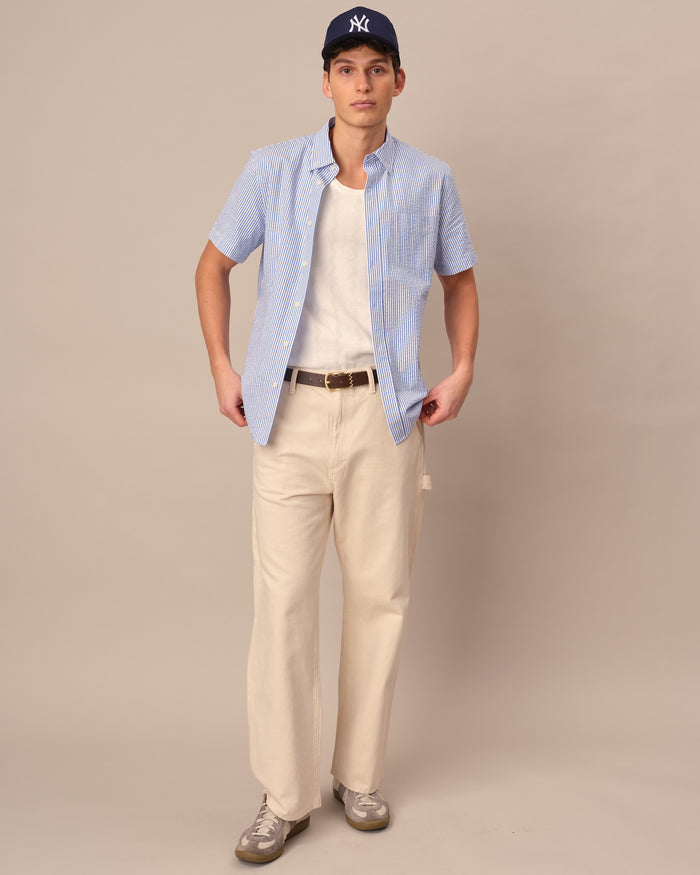 Men's Seersucker Shirt Blue