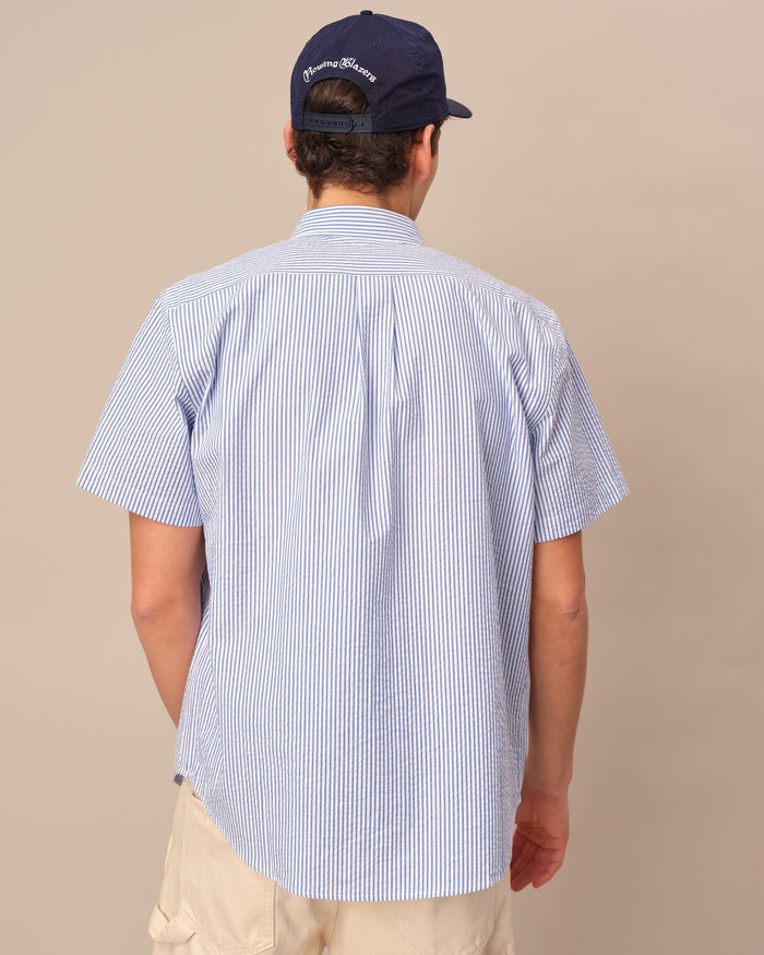 Men's Seersucker Shirt Blue