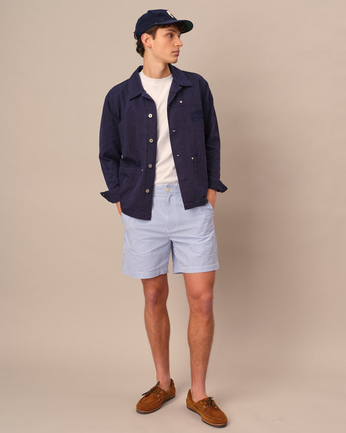 Men's Seersucker Stripe Short Blue