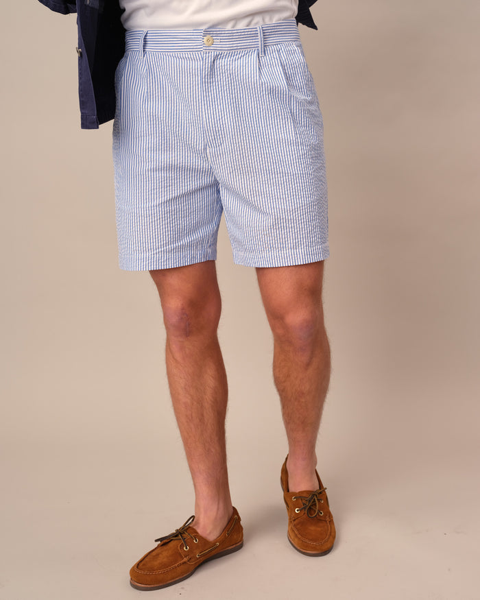 Men's Seersucker Stripe Short Blue