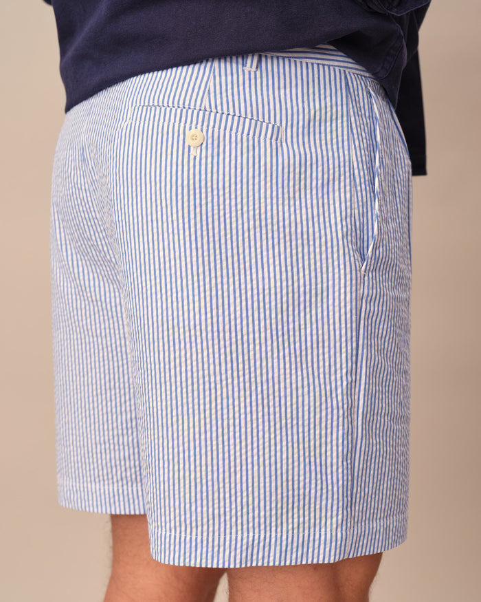 Men's Seersucker Stripe Short Blue