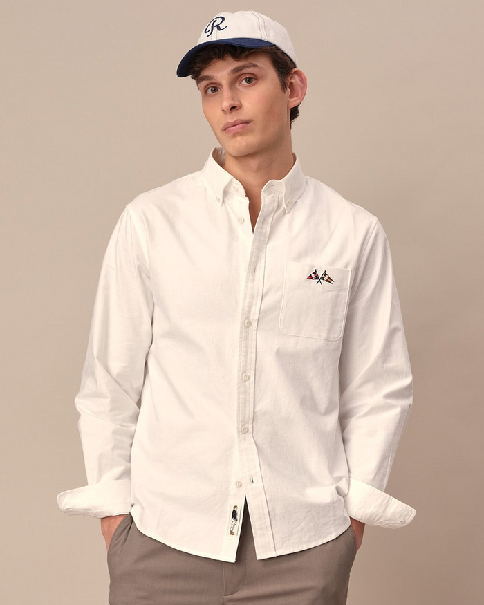 Men's Solid Oxford Shirt White