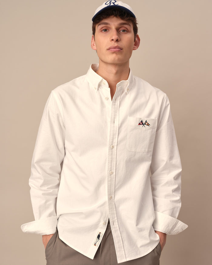 Men's Solid Oxford Shirt White