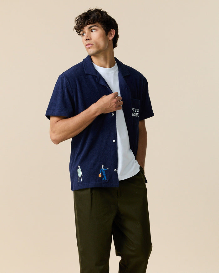 Men's Terry Safari Shirt Evening Blue