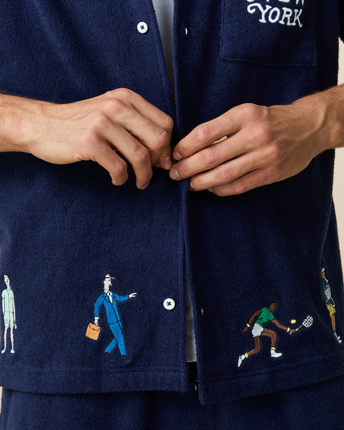 Men's Terry Safari Shirt Evening Blue