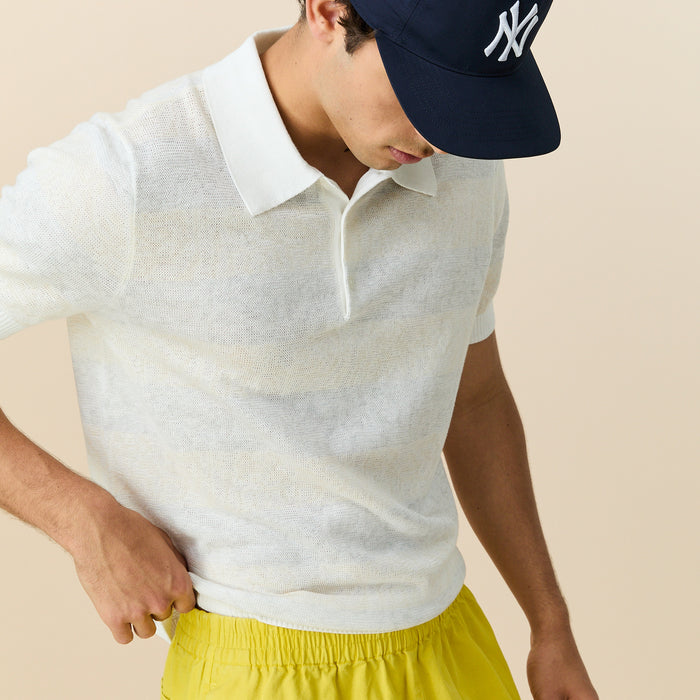Men's Tonal Striped Polo White
