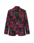 Men's Twill Patchwork Blazer Holiday Patchwork Plaid