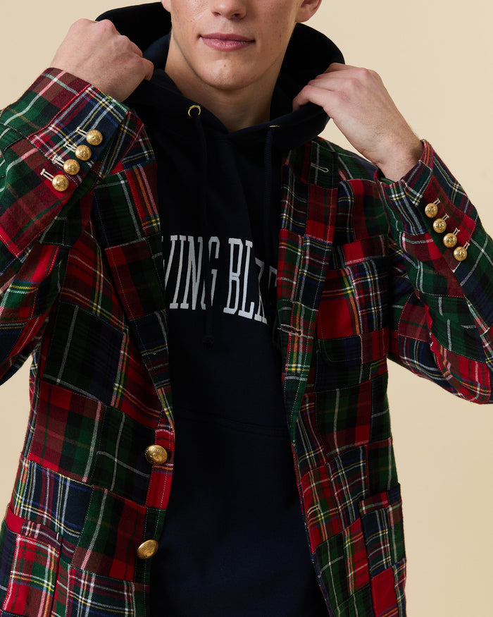 Men's Twill Patchwork Blazer Holiday Patchwork Plaid