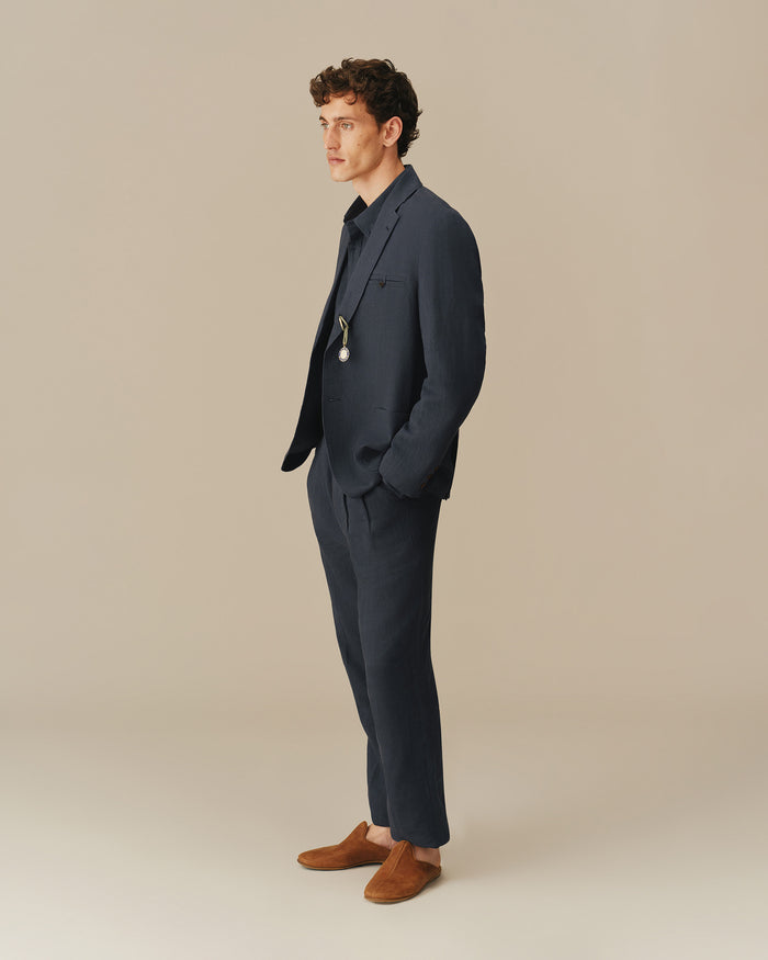 Men’s Welt Pocket Linen Blazer Navy