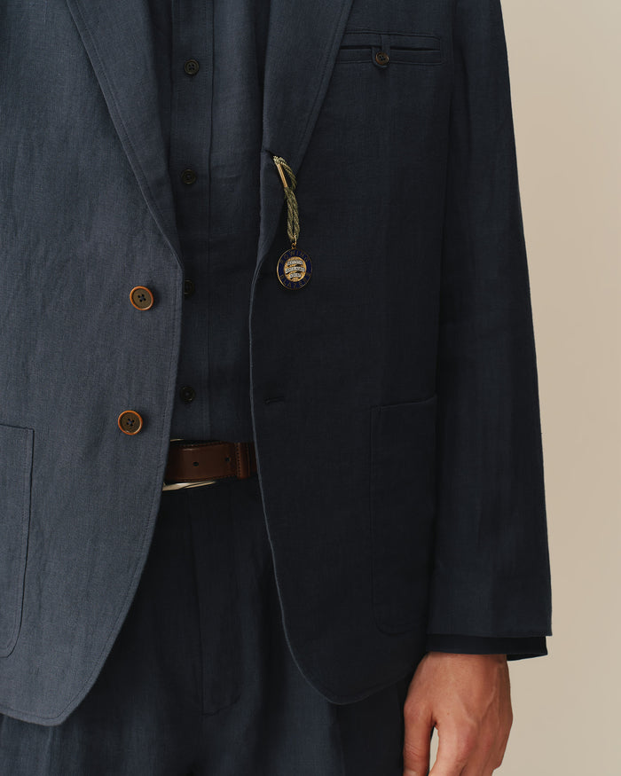 Men’s Welt Pocket Linen Blazer Navy