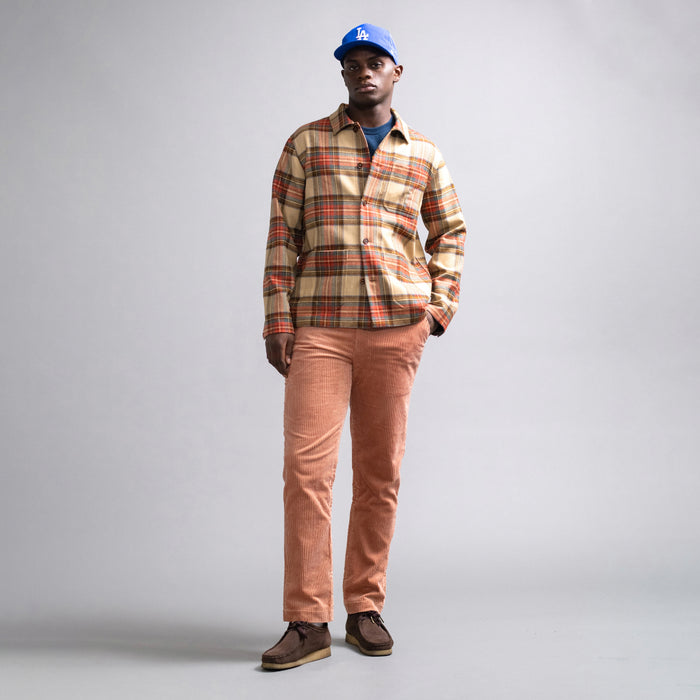 Men's Wool Stewart Tartan Chore Jacket Neutral Plaid