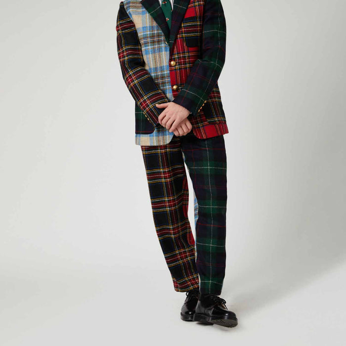 Men's Wool Tartan Relaxed Pleated Pant Cocktail Holiday
