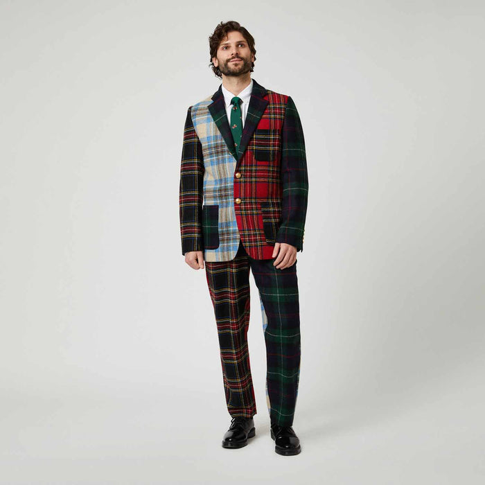 Men's Wool Tartan Relaxed Pleated Pant Cocktail Holiday