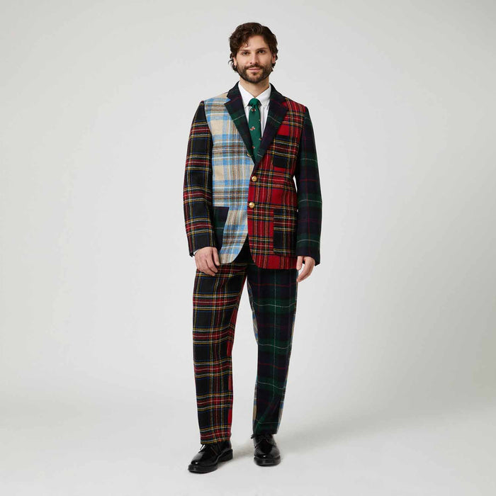 Men's Wool Tartan Relaxed Pleated Pant Cocktail Holiday