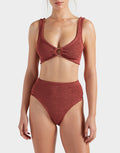 Nadine Bikini Set with Gold Hoop - Metallic Rosewood