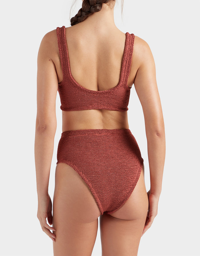 Nadine Bikini Set with Gold Hoop - Metallic Rosewood