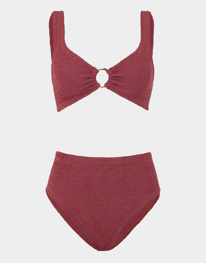 Nadine Bikini Set with Gold Hoop - Metallic Rosewood