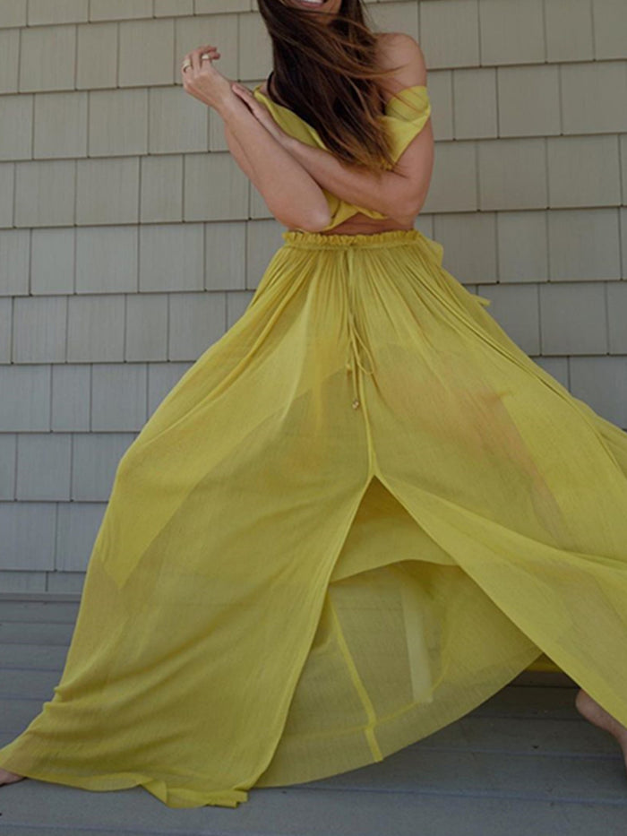 Off Shoulder Short Top and Loose Dress Women's Suit