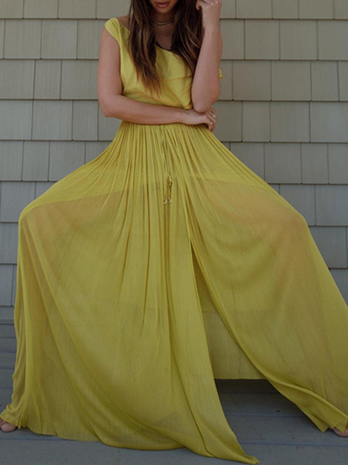 Off Shoulder Short Top and Loose Dress Women's Suit