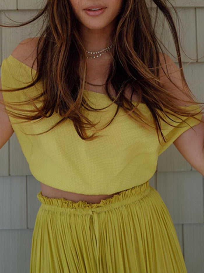 Off Shoulder Short Top and Loose Dress Women's Suit