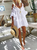 Off-The-Shoulder Solid Color Lace Dress