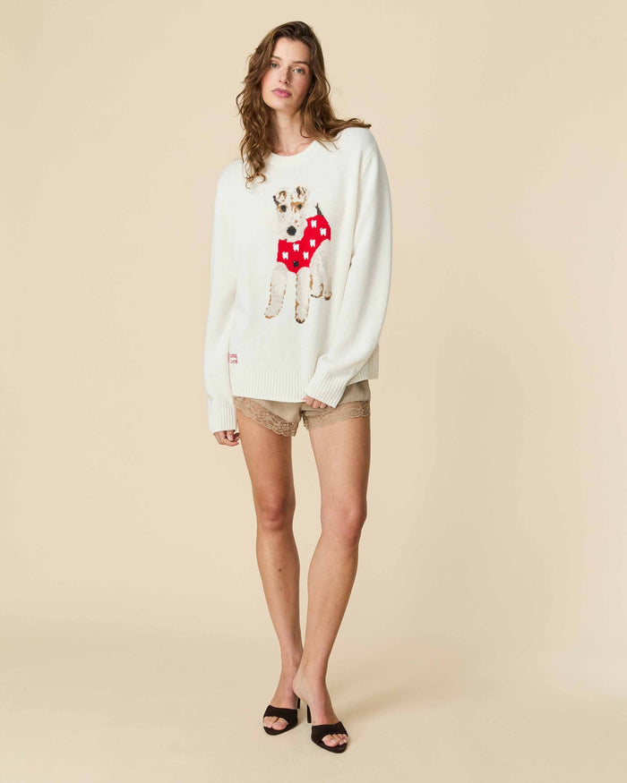 Oversized Cashmere Terrier Sweater Cream