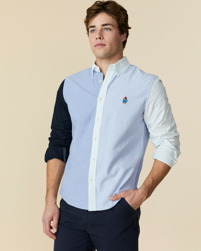 Paddington Oxford Color Block Button Down Blue Color Block