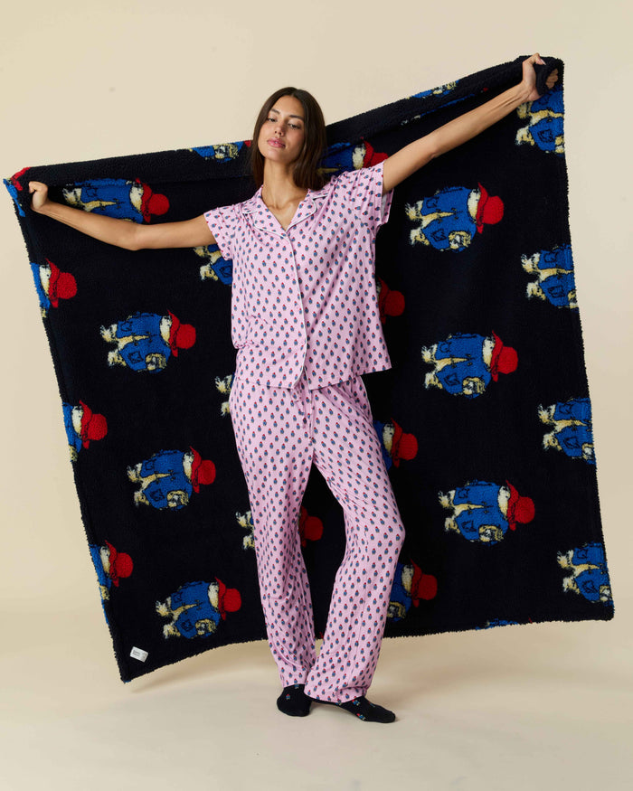 Paddington Sherpa Throw Blanket Navy