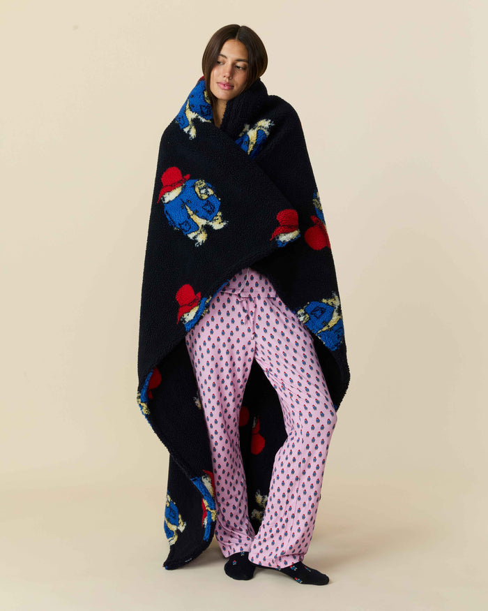 Paddington Sherpa Throw Blanket Navy