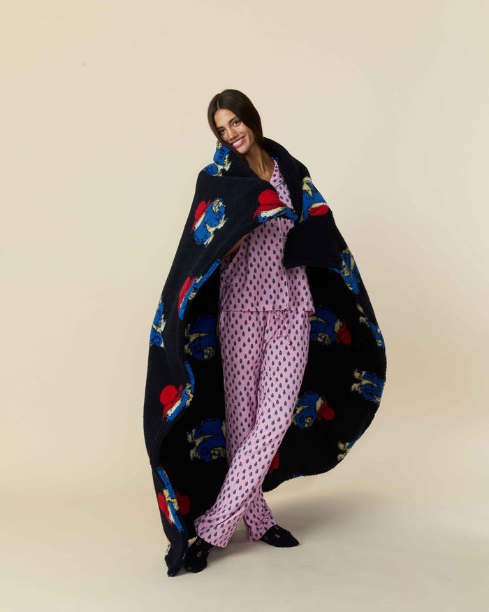 Paddington Sherpa Throw Blanket Navy