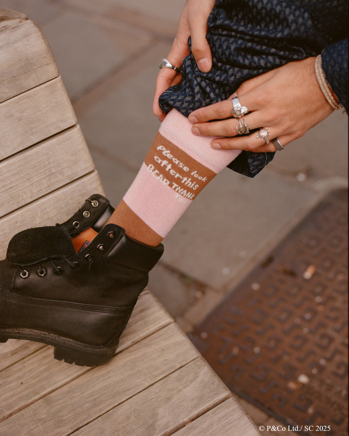 Paddington Striped Socks Pink Brown Stripe