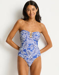 Sea Level Palmera U Bar Bandeau Swimsuit - Blue - Simply Beach UK