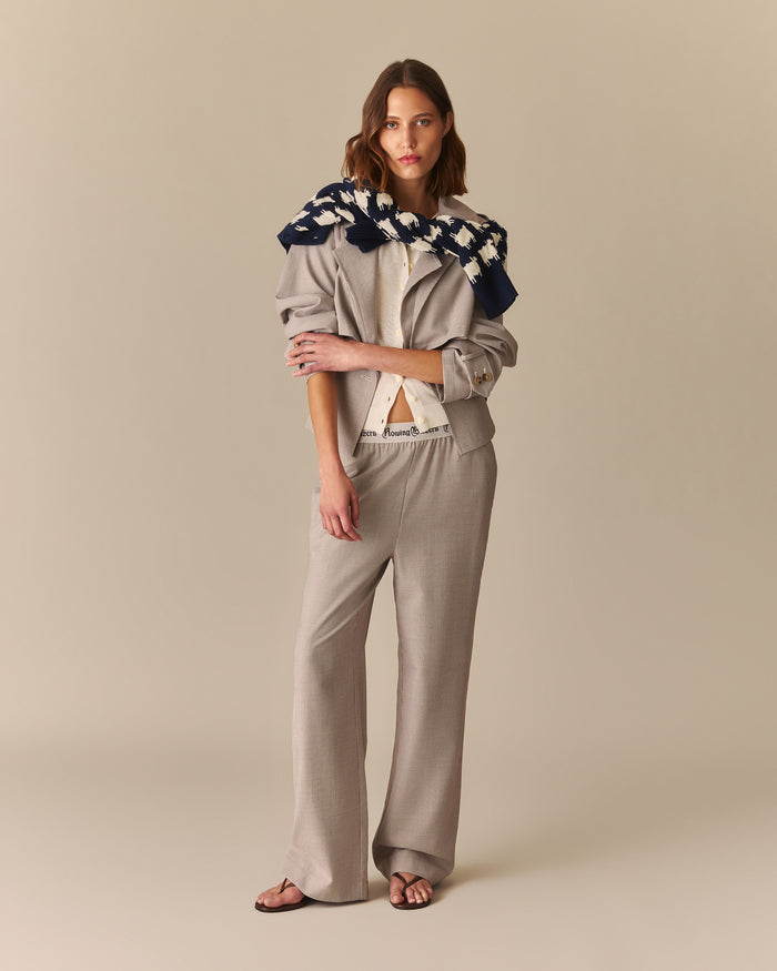 Penny Houndstooth Pull On Pants Beige Beige / XL