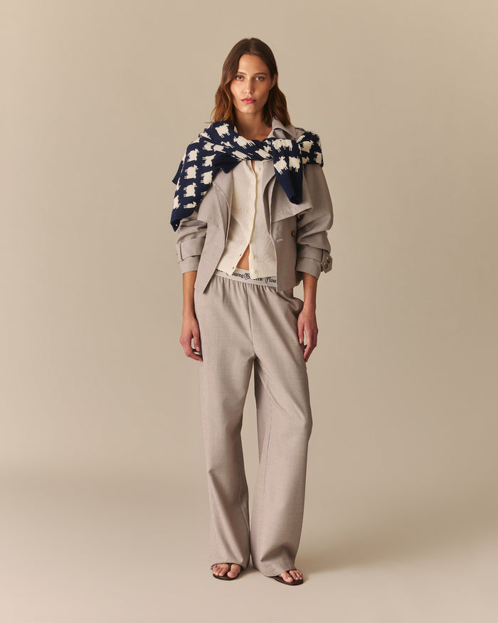 Penny Houndstooth Pull On Pants Beige Beige / XL